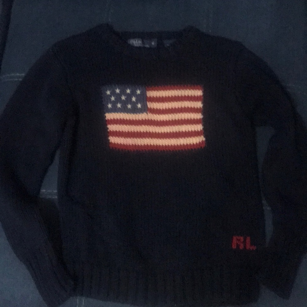 Lightly used unisex flag knit sweater